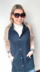 Jackenstoff Mantelstoff Doubleface fein edel,  dunkelblau