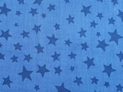 RESTSTCK 32 cm Baumwollstoff diverse Sterne, jeansblau auf hellblau