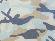 Stretchbaumwolle Camouflage- beige/hellblau