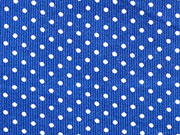 Feincord Stoff Pnktchen, weiss auf royalblau