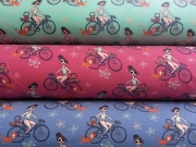 RESTSTCK 114 cm Sweatstoff French Terry Mdchen Fahrrad Pudel, pink