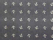 B-WARE / Stretchjeansstoff weie Anker, dunkelblau
