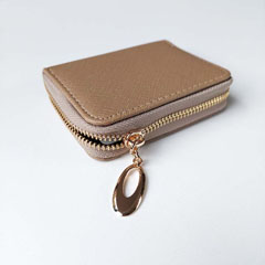 Portemonnaie kleine Geldbrse Lederimitat geprgte Optik Ziparound - beige gold