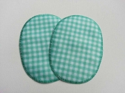 Flicken oval, 12 x 9  cm, Vichy-Karo, mint