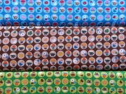 Baumwollstoff bunte Pilze Kreise, braun