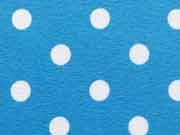 Jerseystoff Punkte 0,8 cm, weiss auf himmelblau