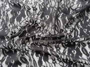 Spitze Meterware Lace Fiona Blumen, schwarz