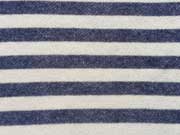 RESTSTCK 62 cm French Terry Sweat Streifen 2cm, blau/ecrue melange