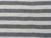 RESTSTCK 29 cm French Terry Sweatstoff Streifen 2 cm,  grau ecrue melange