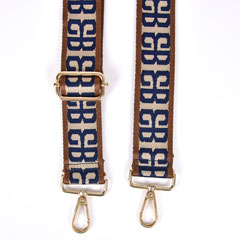 Taschengurt Taschenriemen elegantes Muster 3,8 cm  dunkelblau braun beige