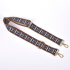 Taschengurt Taschenriemen elegantes Muster 3,8 cm  dunkelblau braun beige