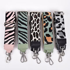 Taschengurt Taschenriemen Leoparden Muster 5 cm -schwarz braun beige-silber Schnallen
