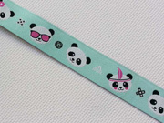 Webband 2cm Panda Gesichter, mint